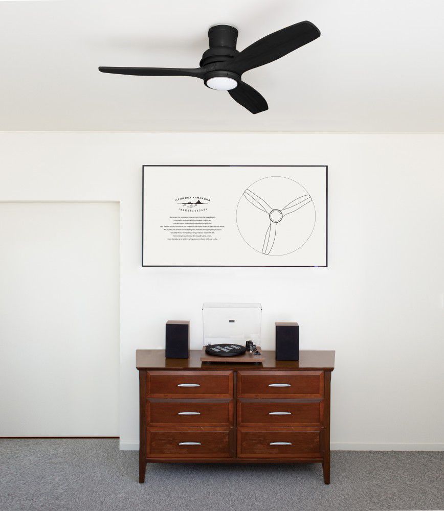 LED 電球色 1灯 薄型 軽量 BAR WOOD CEILING FAN CF-006DCBK ハモサ製