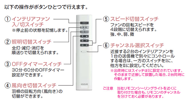 LED 電球色/昼白色 4灯 薄型 コイズミ製シーリングファンライト