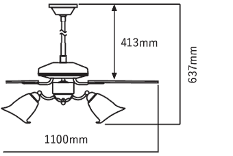 大風量 傾斜対応 LED 電球色/昼白色 5灯 羽根デザイン(ラタン柄